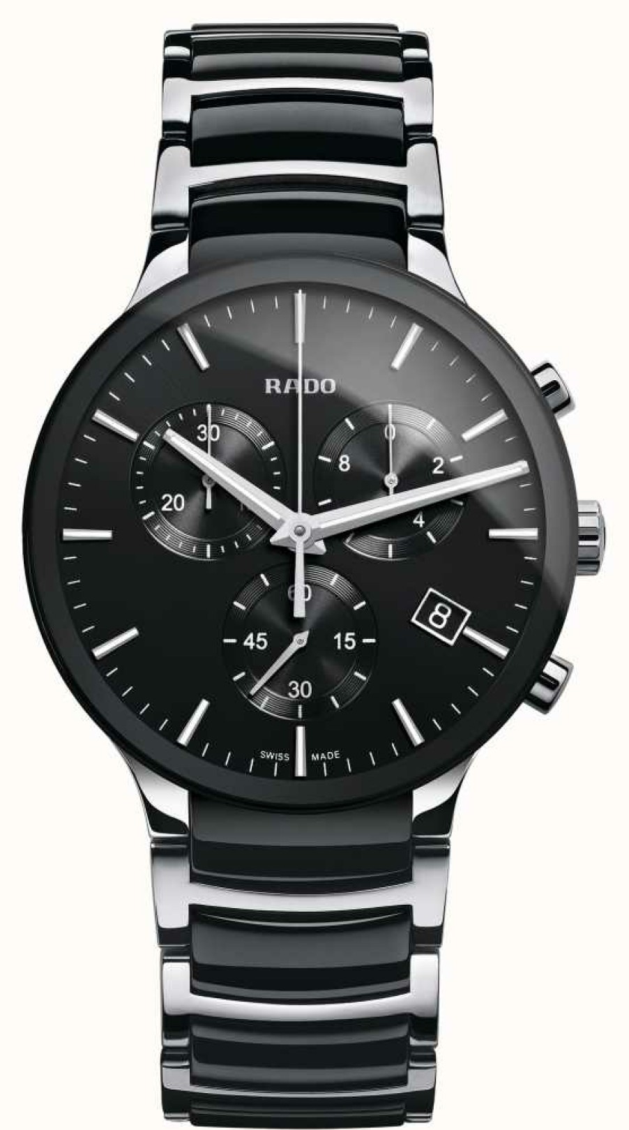 Men'S RADO | Rado Centrix Chronograph (40Mm) Black Dial / Black High-Tech Ceramic & Stainless Steel