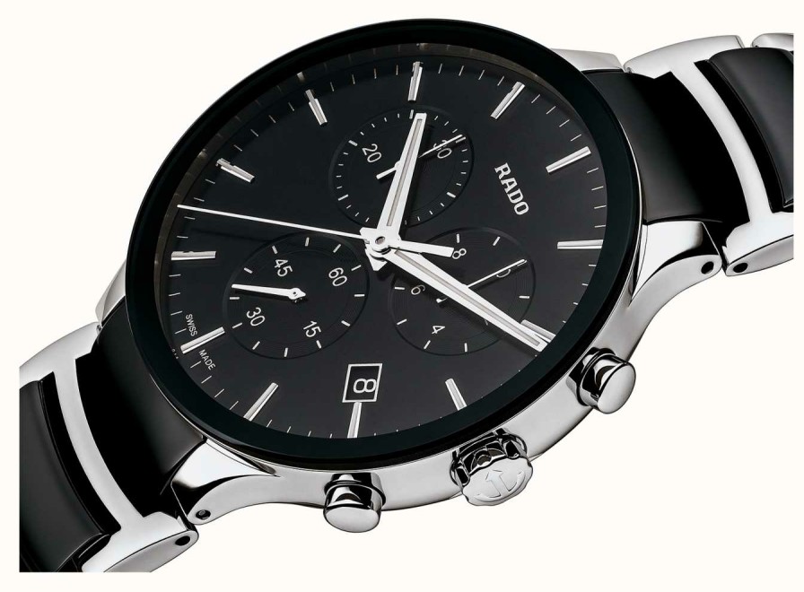 Men'S RADO | Rado Centrix Chronograph (40Mm) Black Dial / Black High-Tech Ceramic & Stainless Steel