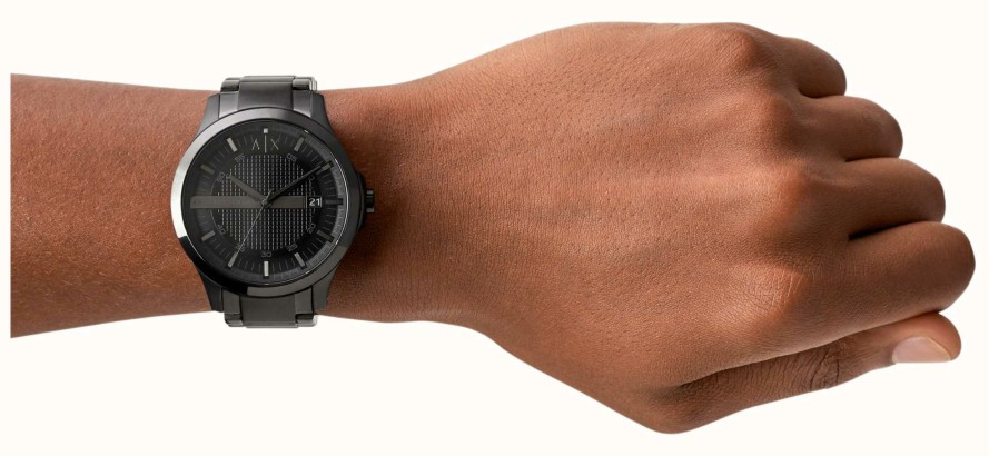 Men'S Armani Exchange | Armani Exchange Men'S | Black Textured Dial | Black Pvd Bracelet