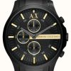 Men'S Armani Exchange | Armani Exchange Men'S | Black Chronograph Dial | Black Pvd Bracelet