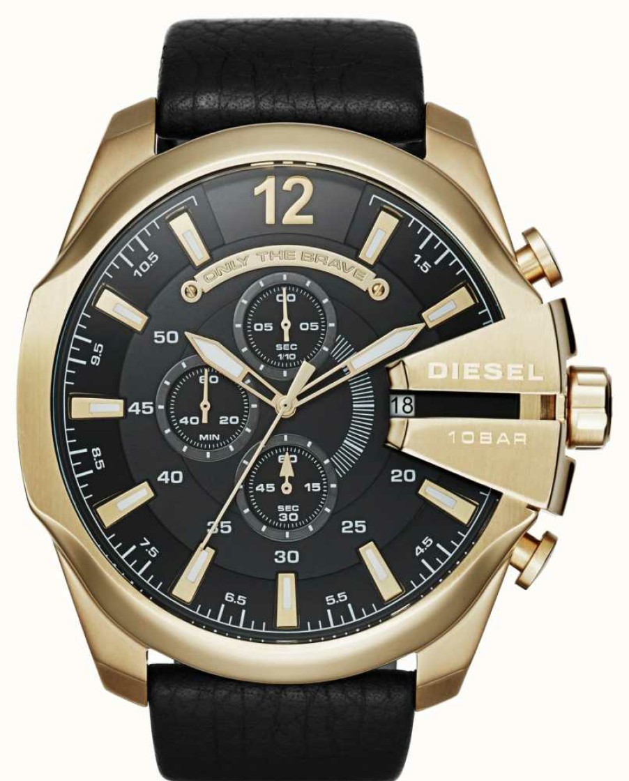 Men'S Diesel | Diesel Men'S Mega Chief Gold Tone Chronograph Watch