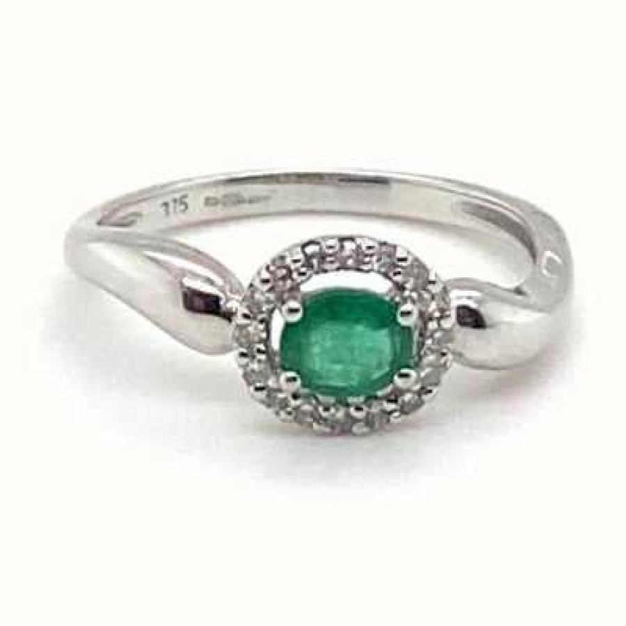 Jewelry James Moore | James Moore 9C White Gold Emerald Diamond Ring