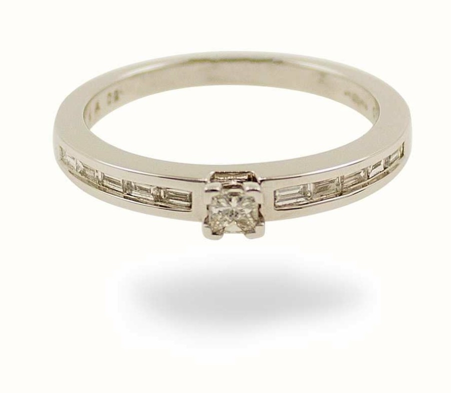 Jewelry James Moore | James Moore 18Ct White Gold 0.75Ct Princess Cut Channel Diamond Ring