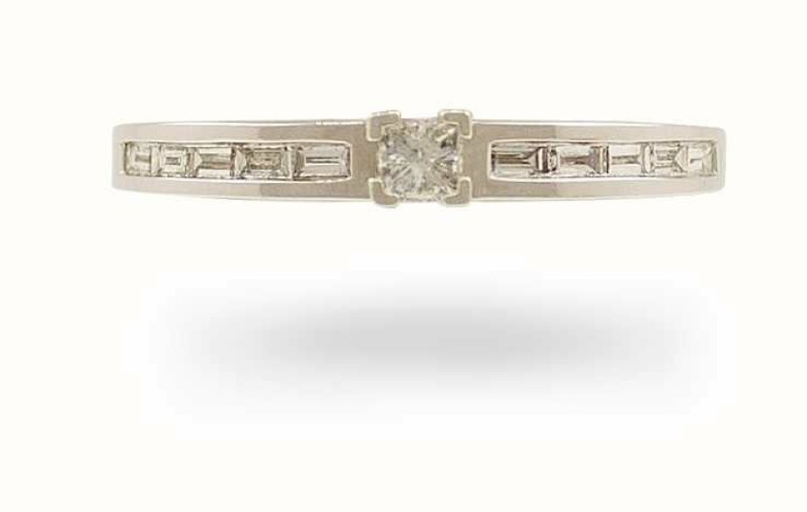 Jewelry James Moore | James Moore 18Ct White Gold 0.75Ct Princess Cut Channel Diamond Ring