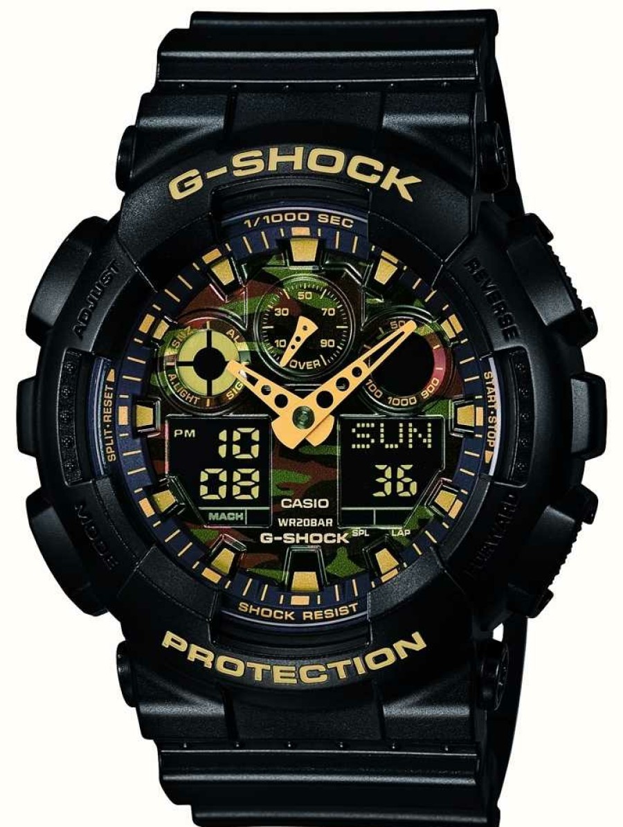 Men'S Casio | Casio G-Shock Chronograph Alarm Camouflage Dial