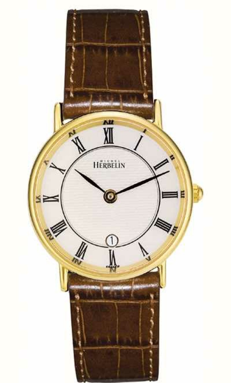 Men'S Herbelin | Herbelin Women'S Gold Plated Classic Leather Strap