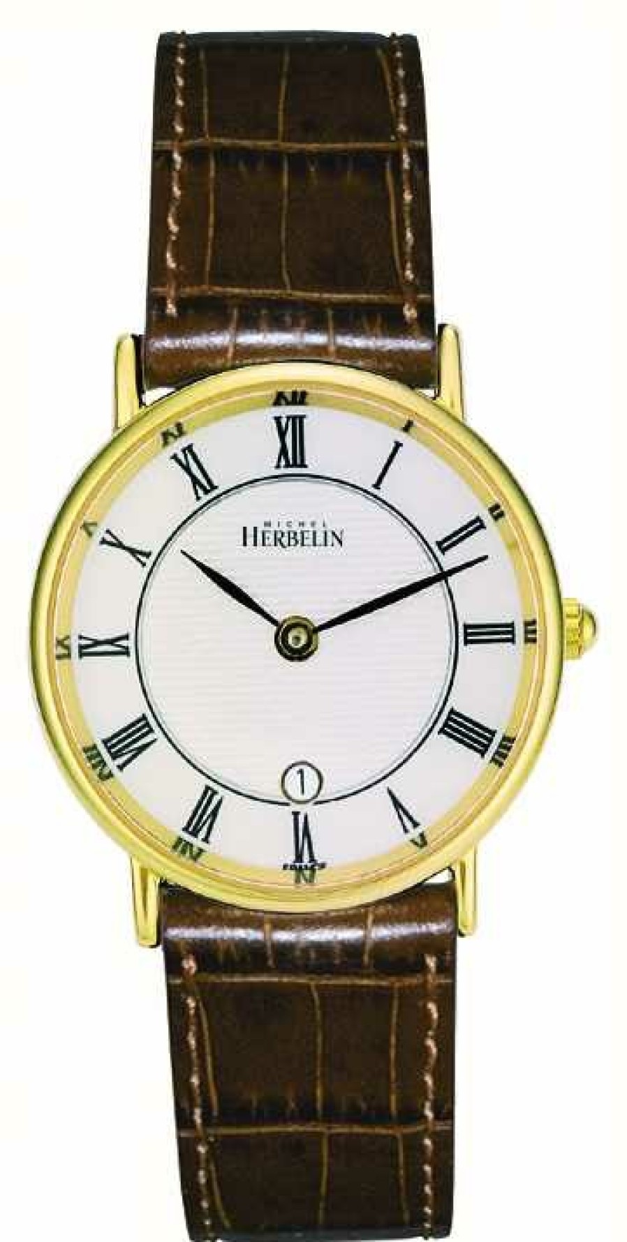 Men'S Herbelin | Herbelin Women'S Gold Plated Classic Leather Strap