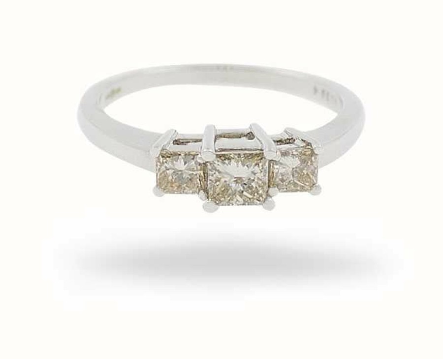 Jewelry James Moore | James Moore 18K White Gold 0.72Ct 3 Stone Diamond Ring