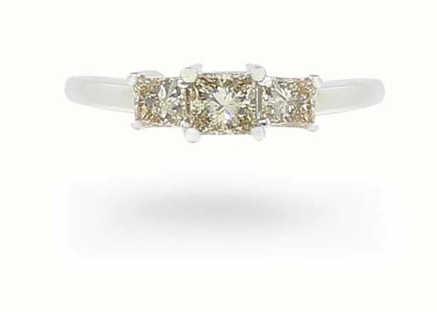 Jewelry James Moore | James Moore 18K White Gold 0.72Ct 3 Stone Diamond Ring