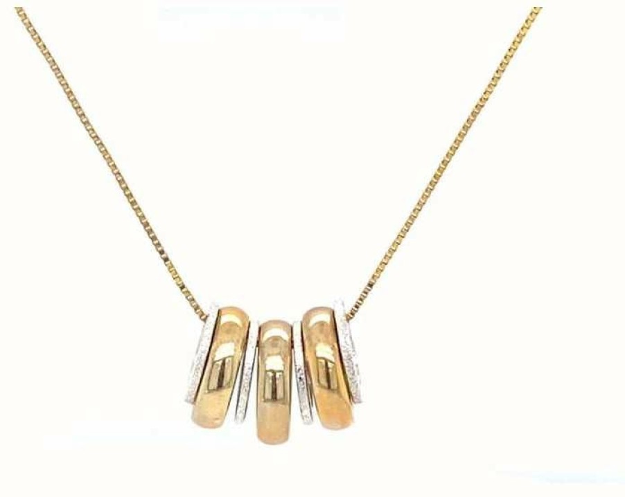 Jewelry James Moore | James Moore 9K White And Yellow Gold Pendant + Chain