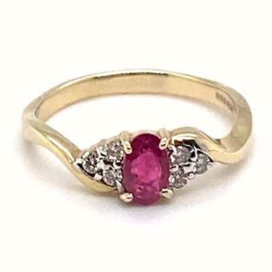 Jewelry James Moore | James Moore 9K Yellow Gold Ruby Diamond Ring