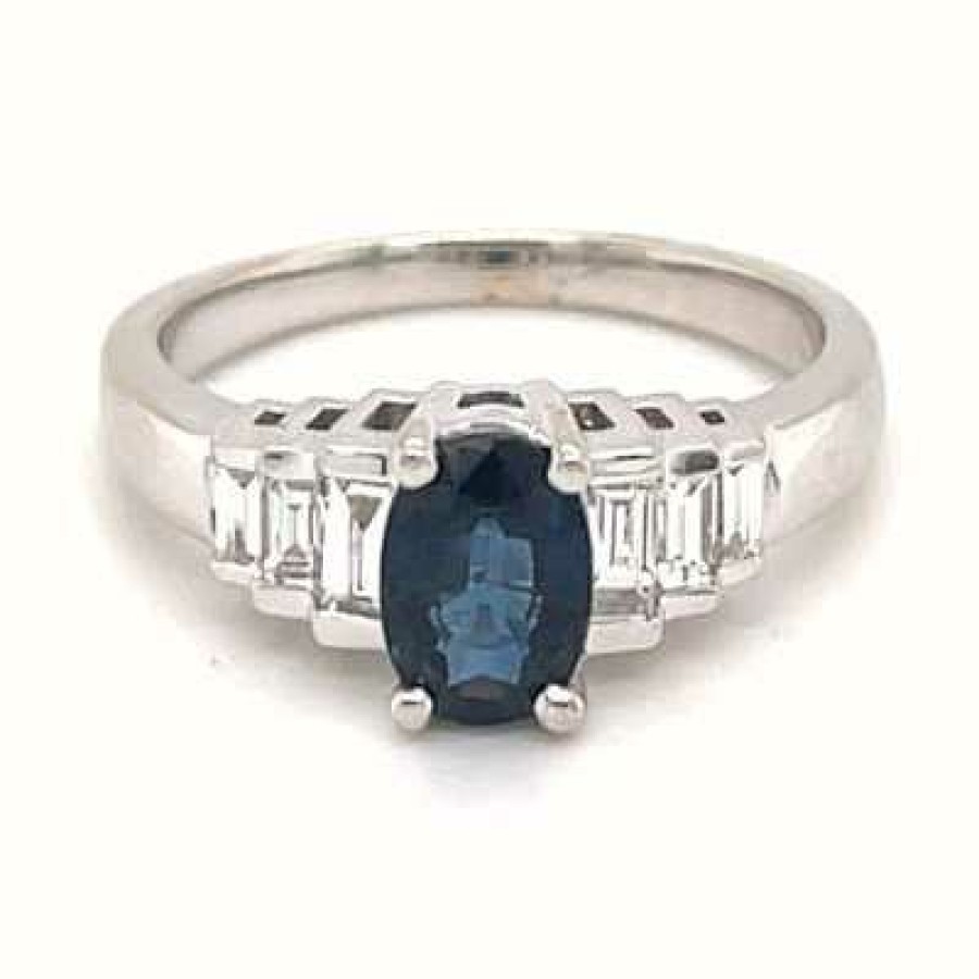 Jewelry James Moore | James Moore 18C White Gold Diamond Sapphire Ring