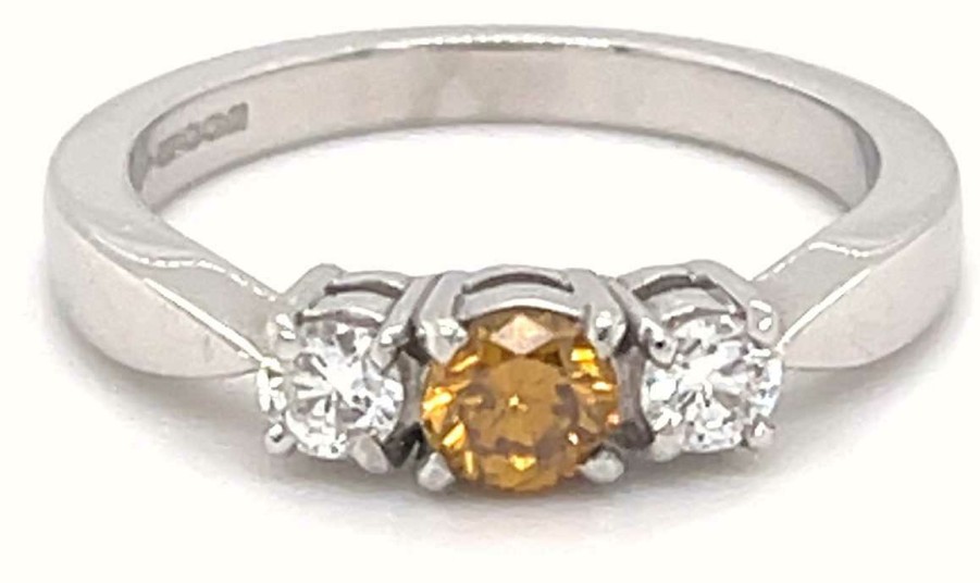 Jewelry James Moore | James Moore 18K White Gold Yellow Diamond Ring