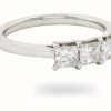 Jewelry James Moore | James Moore 18K White Gold 3 Stone Diamond Ring