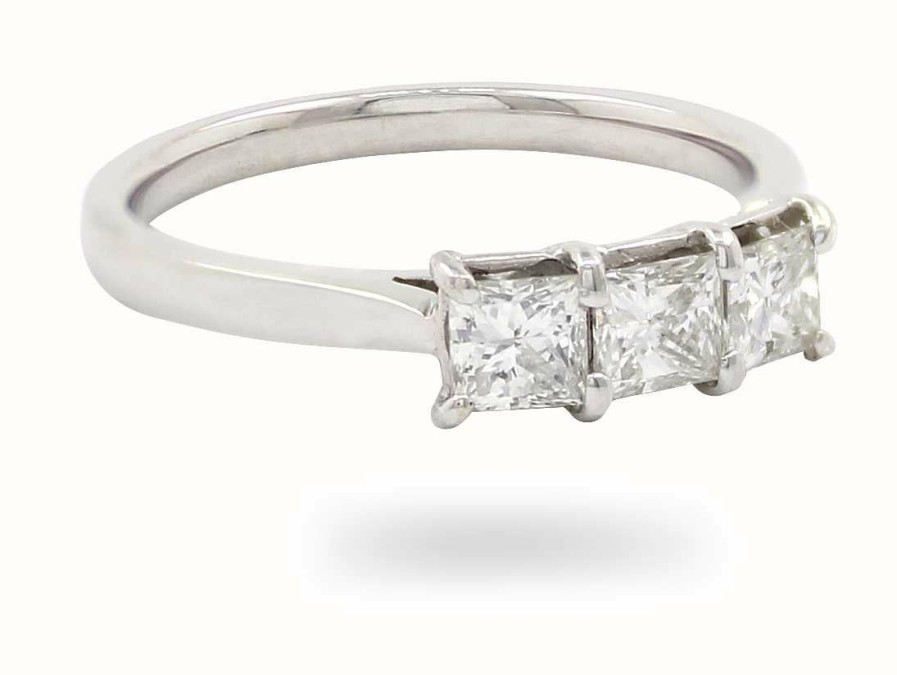 Jewelry James Moore | James Moore 18K White Gold 3 Stone Diamond Ring