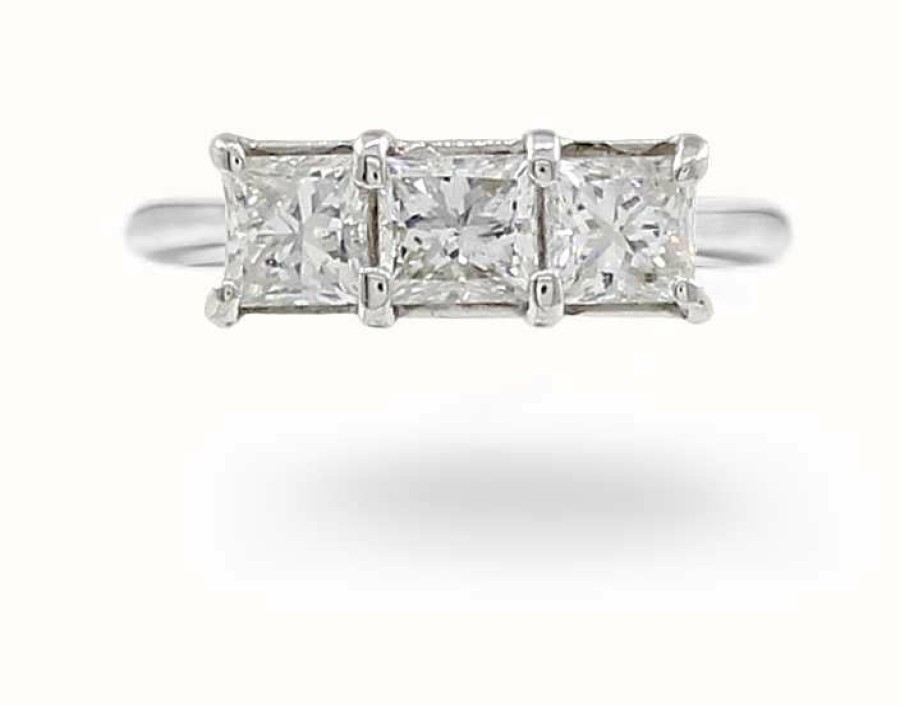 Jewelry James Moore | James Moore 18K White Gold 3 Stone Diamond Ring