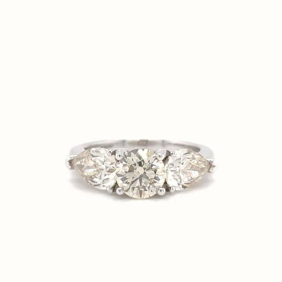 Jewelry James Moore | James Moore 18K White Gold 3 Stone Diamond 3.00Ct Ring