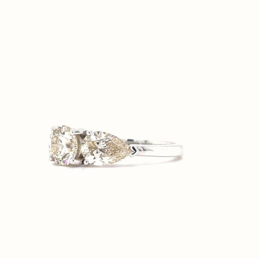 Jewelry James Moore | James Moore 18K White Gold 3 Stone Diamond 3.00Ct Ring