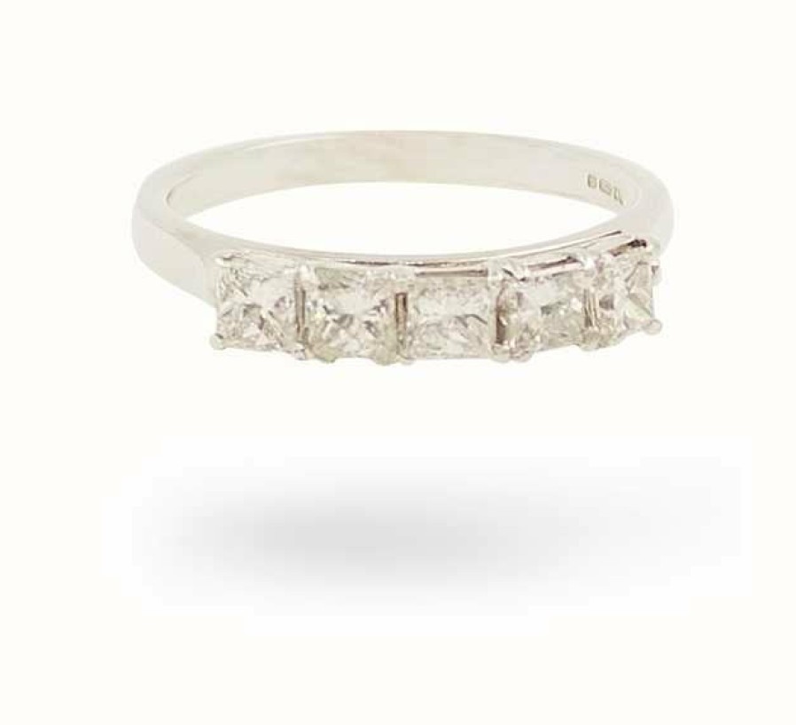 Jewelry James Moore | James Moore 18Ct White Gold 5 Stone Diamond Ring