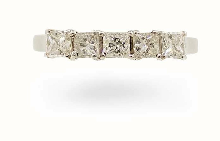 Jewelry James Moore | James Moore 18Ct White Gold 5 Stone Diamond Ring