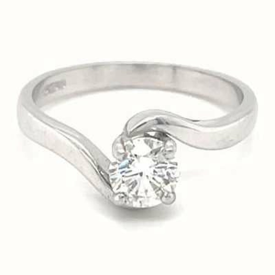 Jewelry James Moore | James Moore 18K White Gold 0.50Ct Diamond Solitaire Ring