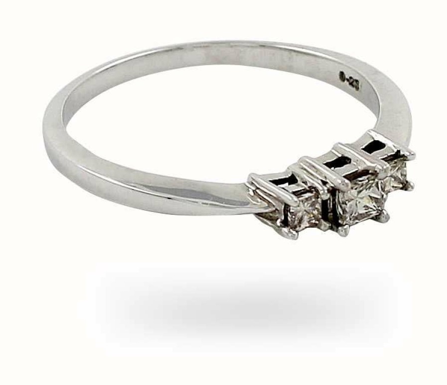 Jewelry James Moore | James Moore 9K W/Gold 0.25Ct 3 Stone Diamond Ring