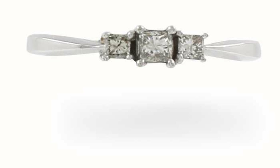 Jewelry James Moore | James Moore 9K W/Gold 0.25Ct 3 Stone Diamond Ring