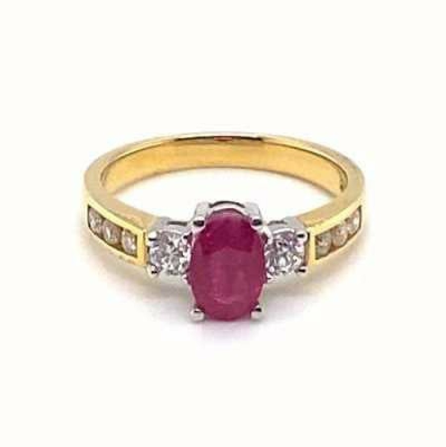 Jewelry James Moore | James Moore 18Ct Yellow Gold Diamond And Ruby Ring