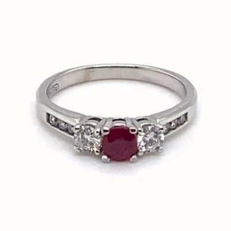 Jewelry James Moore | James Moore 18C White Gold Diamond Ruby Ring