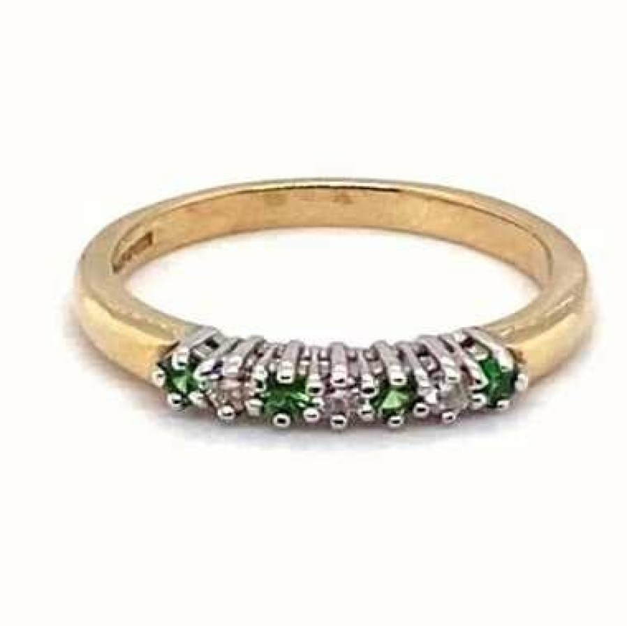 Jewelry James Moore | James Moore 9Ct Yellow Gold Emerald Diamond Ring