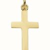 Jewelry James Moore | James Moore Th 9K Yellow Gold Solid Flat Cross Pendant