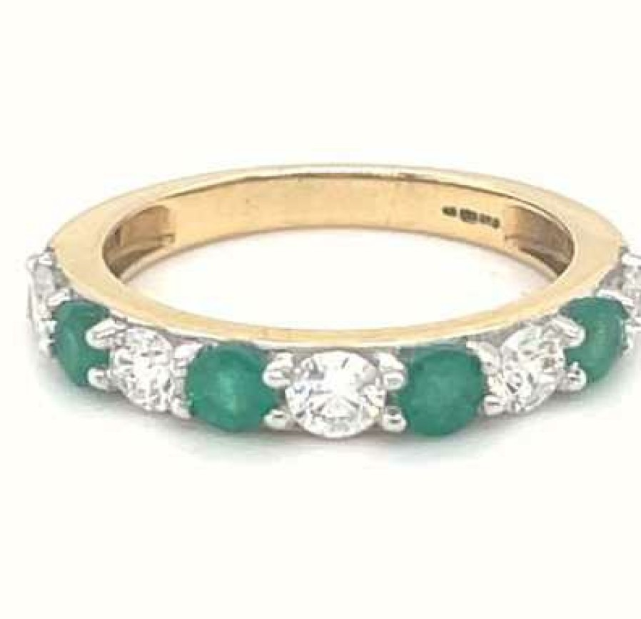 Jewelry James Moore | Perfection Diamond 18Ct Yellow Gold Emerald 0.75Ct Diamond 12 Eternity Ring