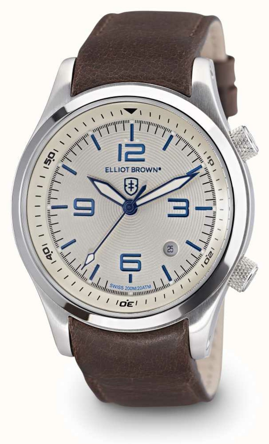 Men'S Elliot Brown | Elliot Brown Men'S Canford Brown Leather White Dial