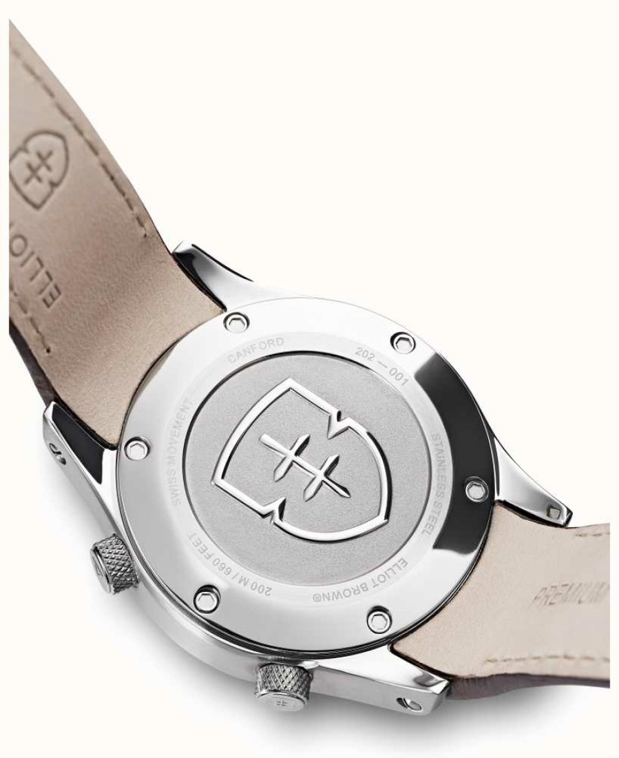 Men'S Elliot Brown | Elliot Brown Men'S Canford Brown Leather White Dial