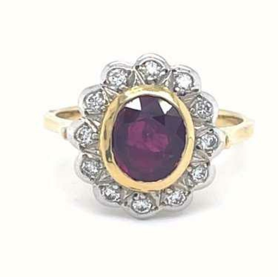 Jewelry James Moore | James Moore 18K Yellow And White Gold Ruby Diamond Ring