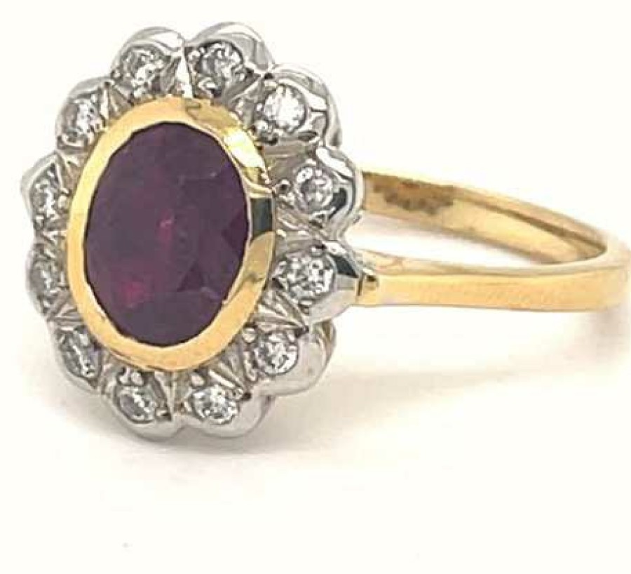 Jewelry James Moore | James Moore 18K Yellow And White Gold Ruby Diamond Ring