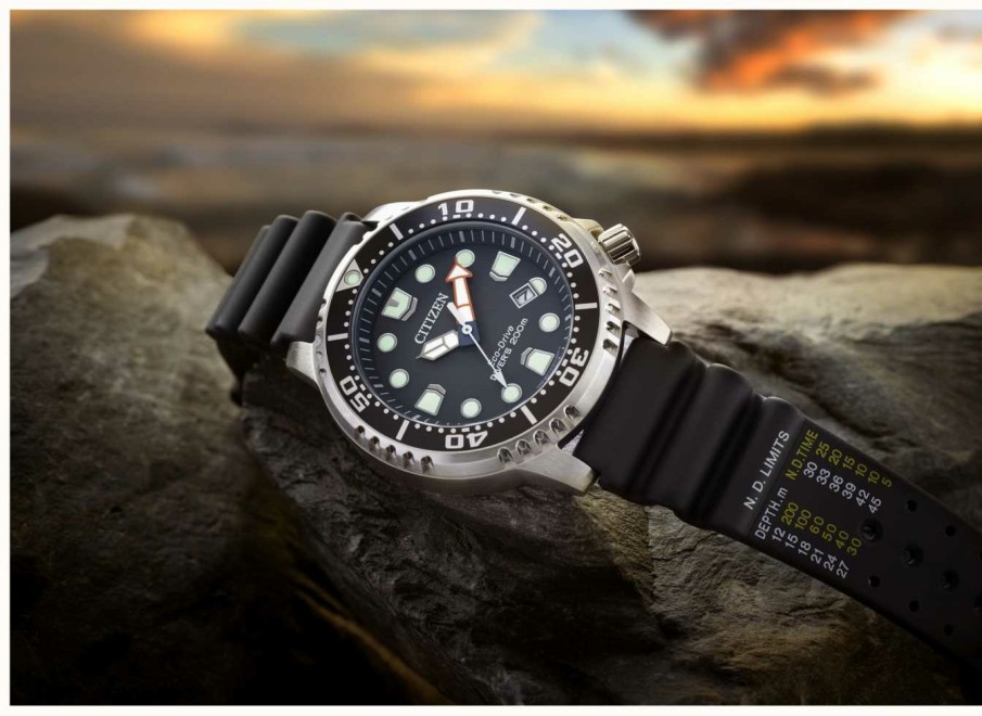 Men'S Citizen | Citizen Eco-Drive Promaster Diver Black Rubber Strap