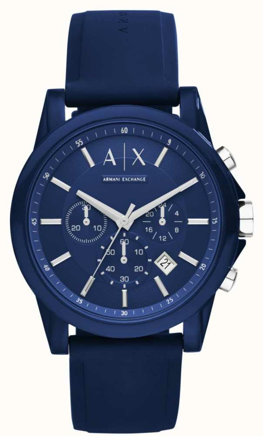 Men'S Armani Exchange | Armani Exchange Men'S | Blue Chronograph Dial | Blue Silicone Strap