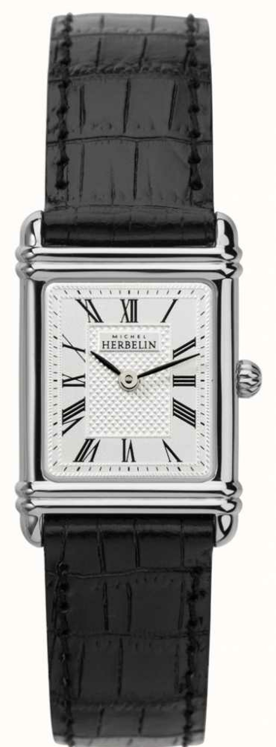 Women'S Herbelin | Herbelin Women'S Esprit Art Deco Black Leather Strap