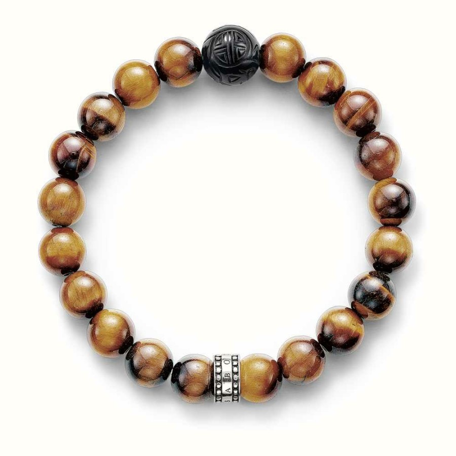 Jewelry Thomas Sabo Jewellery | Thomas Sabo Bracelet 19Cm Brown 925 Sterling Silver Blackened/ Obsidian/ Tiger'S Eye