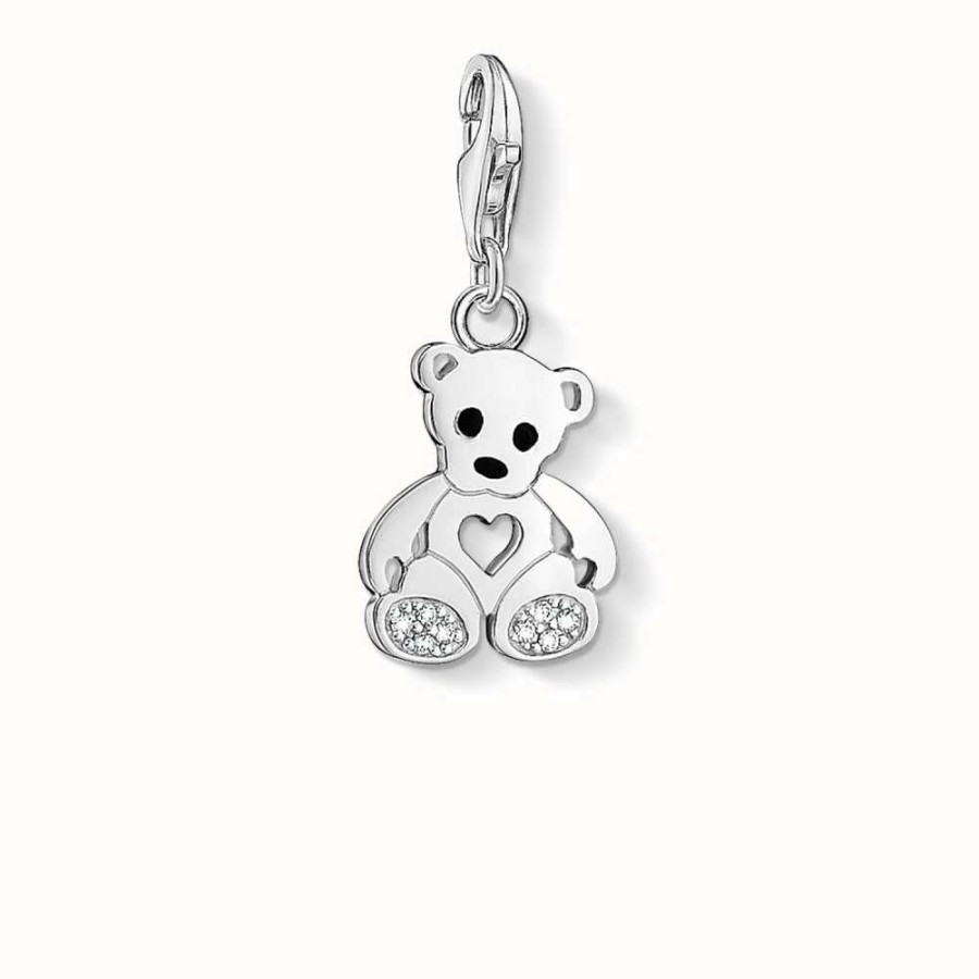 Jewelry Thomas Sabo Jewellery | Thomas Sabo Teddy Bear Charm White 925 Sterling Silver Cold Enamel/ Zirconia