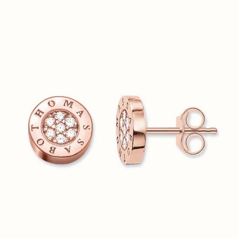 Jewelry Thomas Sabo Jewellery | Thomas Sabo Earstuds White 925 Sterling Silver Gold Plated Rose Gold/ Zirconia