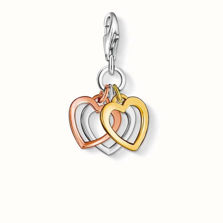 Jewelry Thomas Sabo Jewellery | Thomas Sabo Hearts Charm 925 Sterling Silver Gold Plated Yellow Gold/ Rose Gold