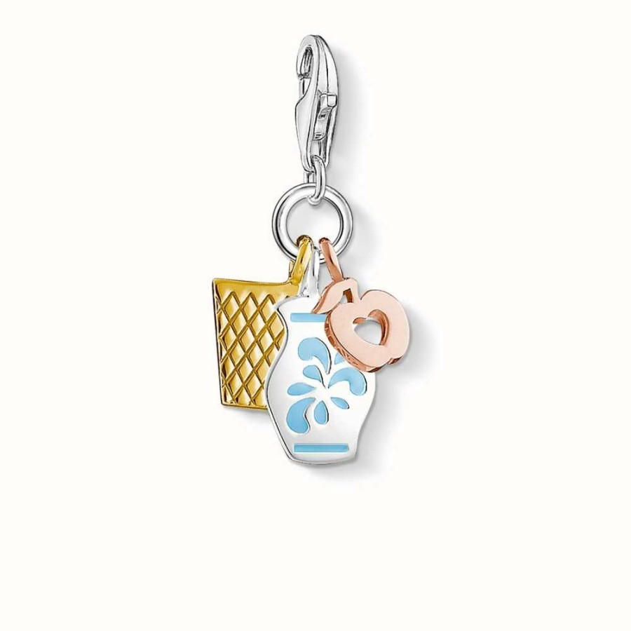 Jewelry Thomas Sabo Jewellery | Thomas Sabo Frankfurt Jug Charm Blue 925 Sterling Silver Gold Plated Yellow Gold/ Rose Gold/ Cold Enamel