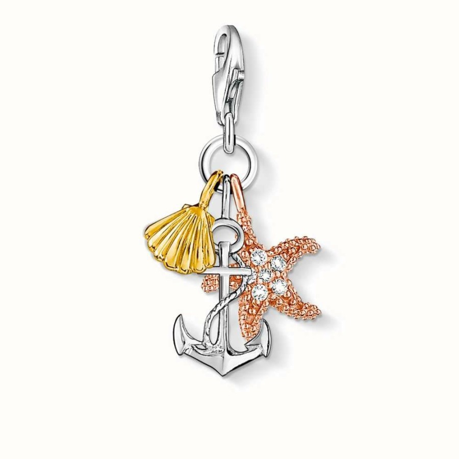 Jewelry Thomas Sabo Jewellery | Thomas Sabo Anchor Charm White 925 Sterling Silver Gold Plated Yellow Gold/ Rose Gold/ Zirconia