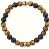 Jewelry Thomas Sabo Jewellery | Thomas Sabo Bracelet 17Cm Brown 925 Sterling Silver Gold Plated Yellow Gold/ Tiger'S Eye/ Obsidian