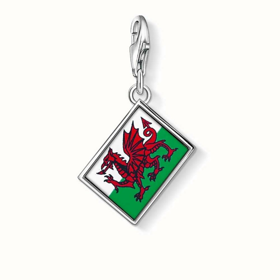 Jewelry Thomas Sabo Jewellery | Thomas Sabo Flag Wales Charm Green 925 Sterling Silver/ Cold Enamel Transparent/ Inlay