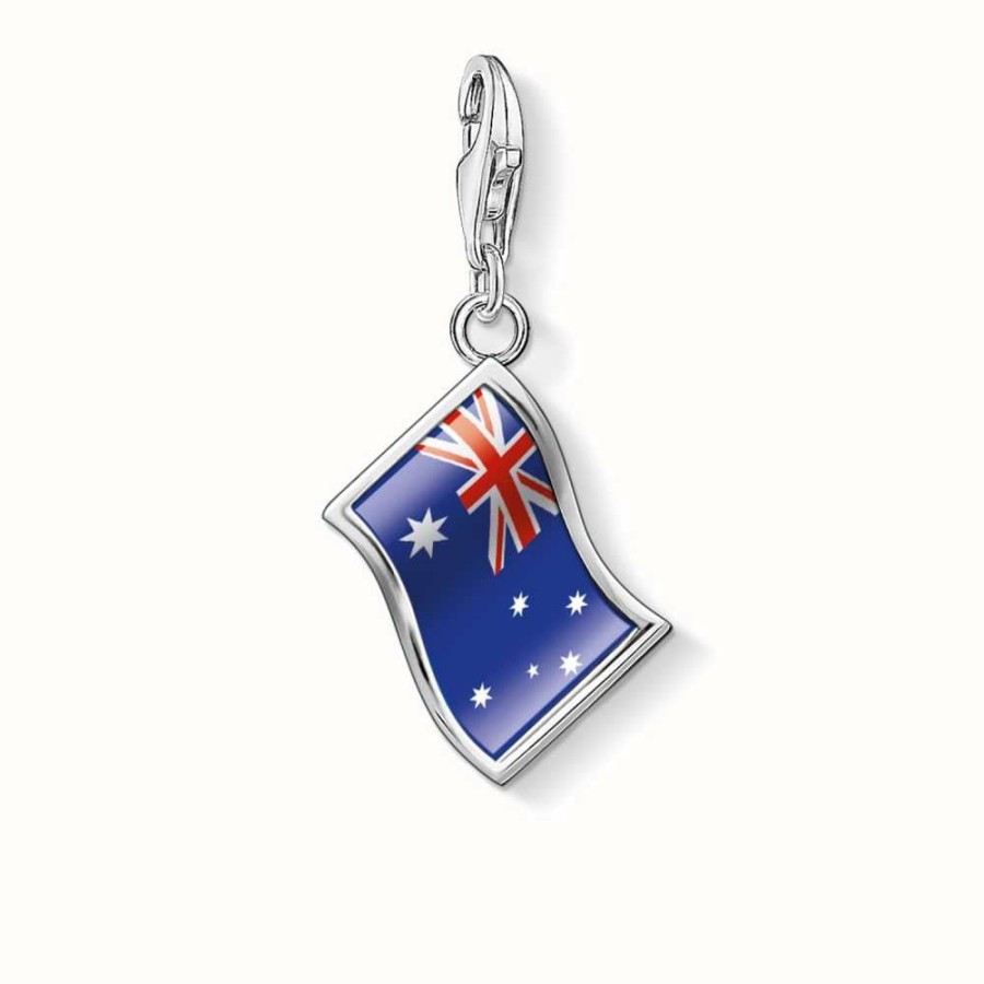 Jewelry Thomas Sabo Jewellery | Thomas Sabo Flag Charm Blue 925 Sterling Silver/ Cold Enamel Transparent/ Inlay