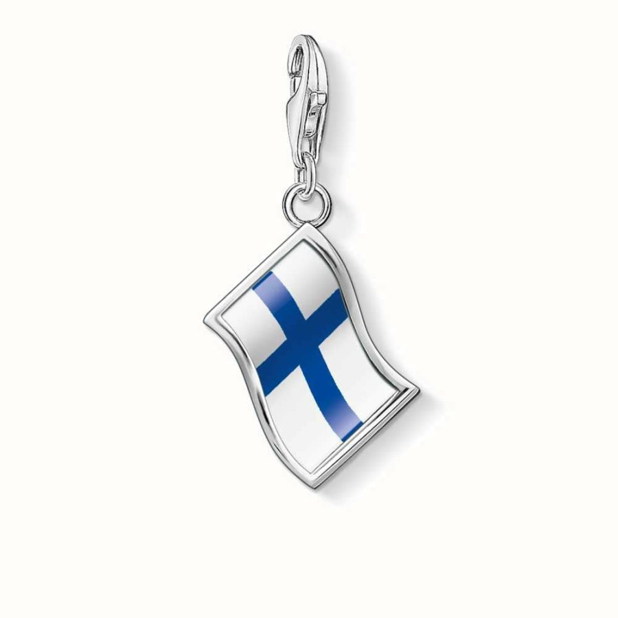 Jewelry Thomas Sabo Jewellery | Thomas Sabo Flag Charm Blue 925 Sterling Silver/ Cold Enamel Transparent/ Inlay