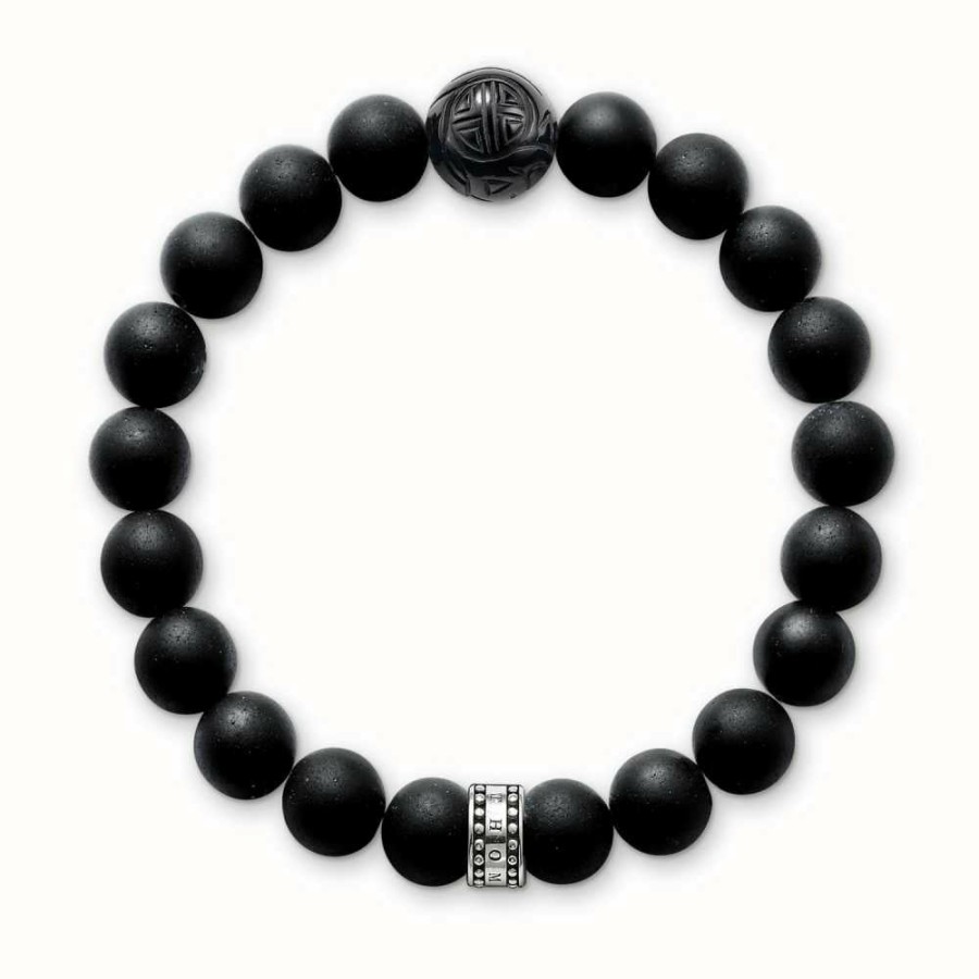 Jewelry Thomas Sabo Jewellery | Thomas Sabo Bracelet 17.5Cm Black 925 Sterling Silver/ Obsidian